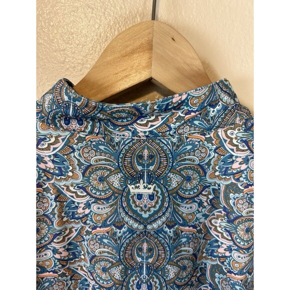 Peter Millar Blue Patterned Short Sleeve Top - Picture 2 of 4